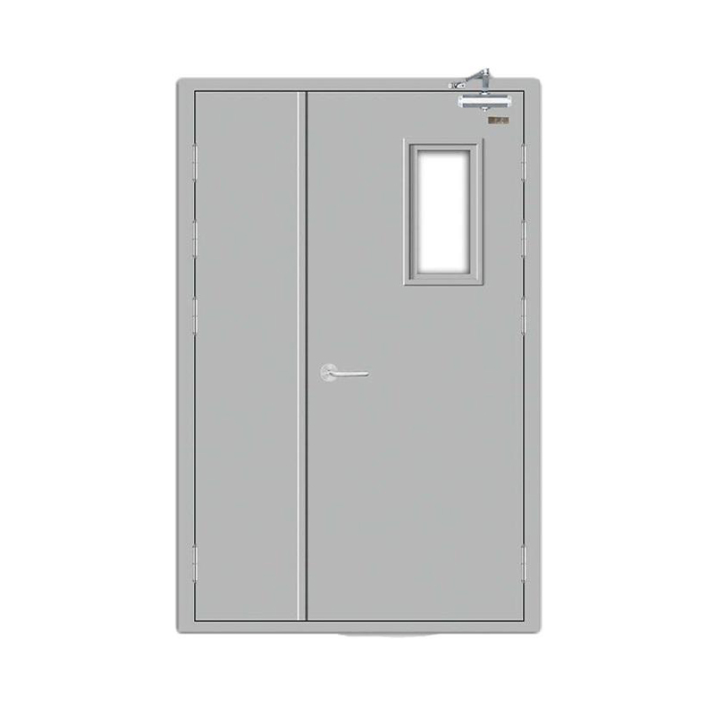 Fire Emergency Exit Fire Rated Steel Door With Glass And Emergency Lever Lock